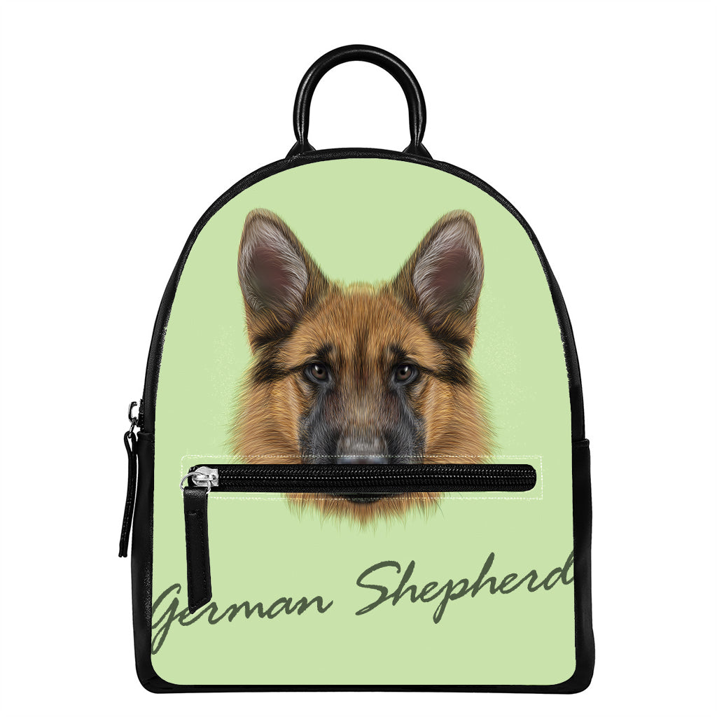 German Shepherd Dog Portrait Print Leather Backpack