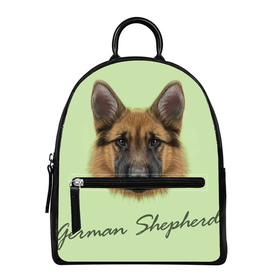 German Shepherd Dog Portrait Print Leather Backpack