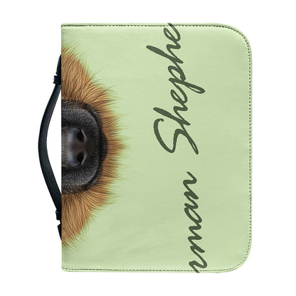 German Shepherd Dog Portrait Print Leather Bible Cover