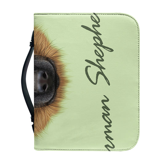 German Shepherd Dog Portrait Print Leather Bible Cover