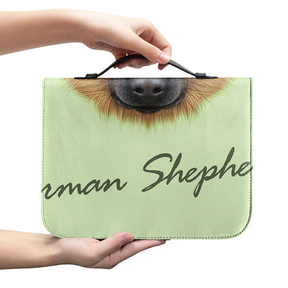 German Shepherd Dog Portrait Print Leather Bible Cover