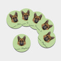 German Shepherd Dog Portrait Print Leather Coaster Set