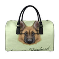 German Shepherd Dog Portrait Print Leather Duffel Bag