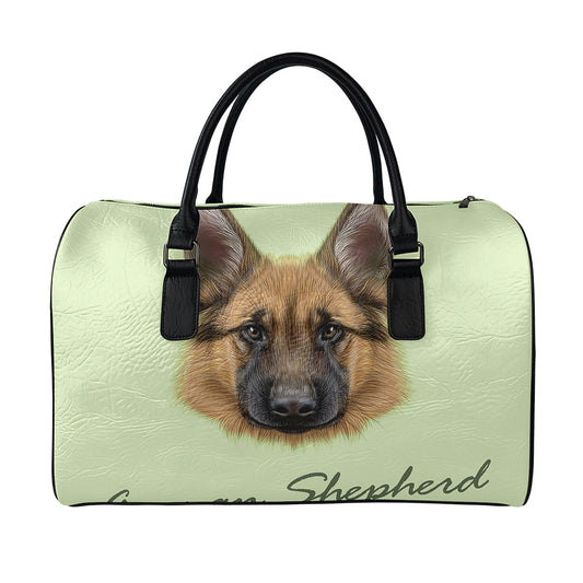 German Shepherd Dog Portrait Print Leather Duffle Bag