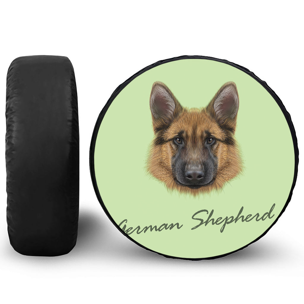 German Shepherd Dog Portrait Print Leather Spare Tire Cover