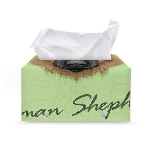German Shepherd Dog Portrait Print Leather Tissue Box Cover
