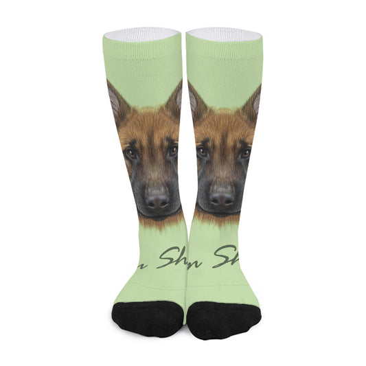 German Shepherd Dog Portrait Print Long Socks