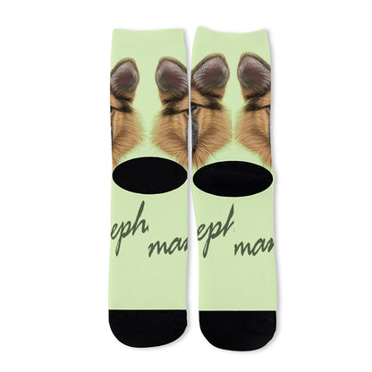 German Shepherd Dog Portrait Print Long Socks