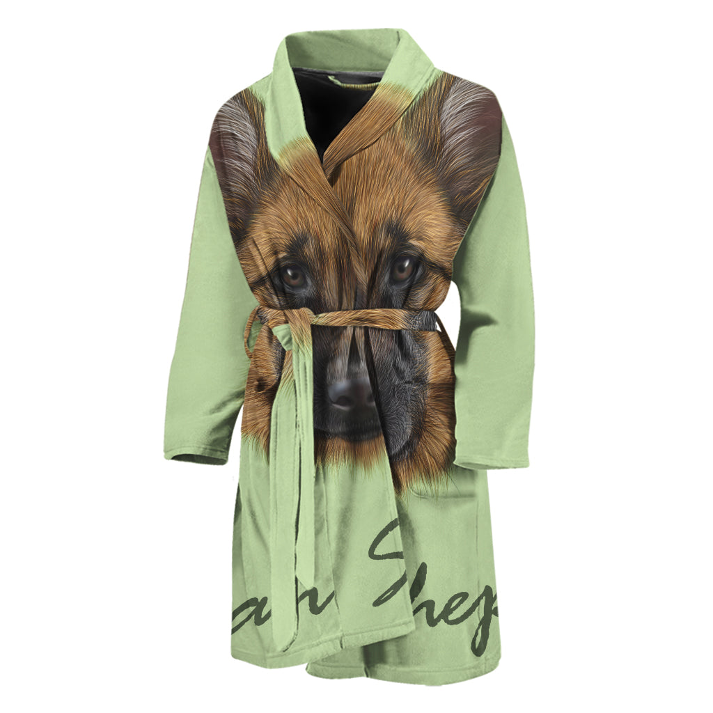 German Shepherd Dog Portrait Print Men's Bathrobe