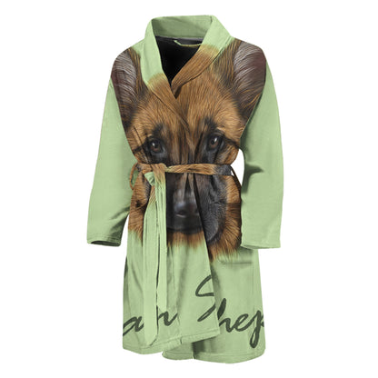 German Shepherd Dog Portrait Print Men's Bathrobe