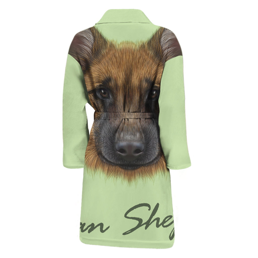 German Shepherd Dog Portrait Print Men's Bathrobe