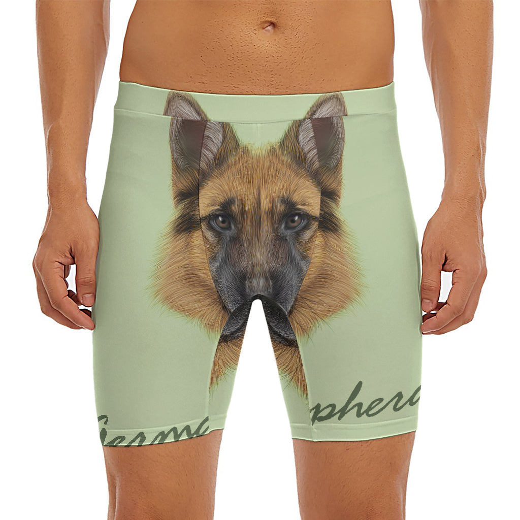 German Shepherd Dog Portrait Print Men's Long Boxer Briefs