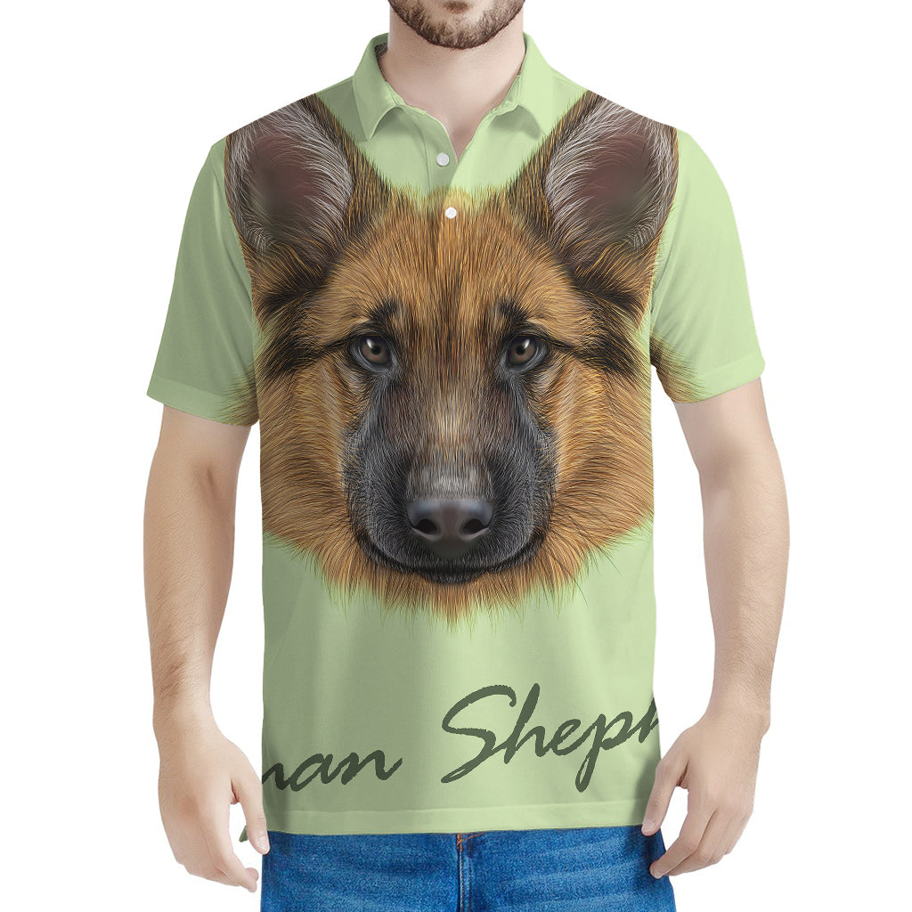 German Shepherd Dog Portrait Print Men's Polo Shirt