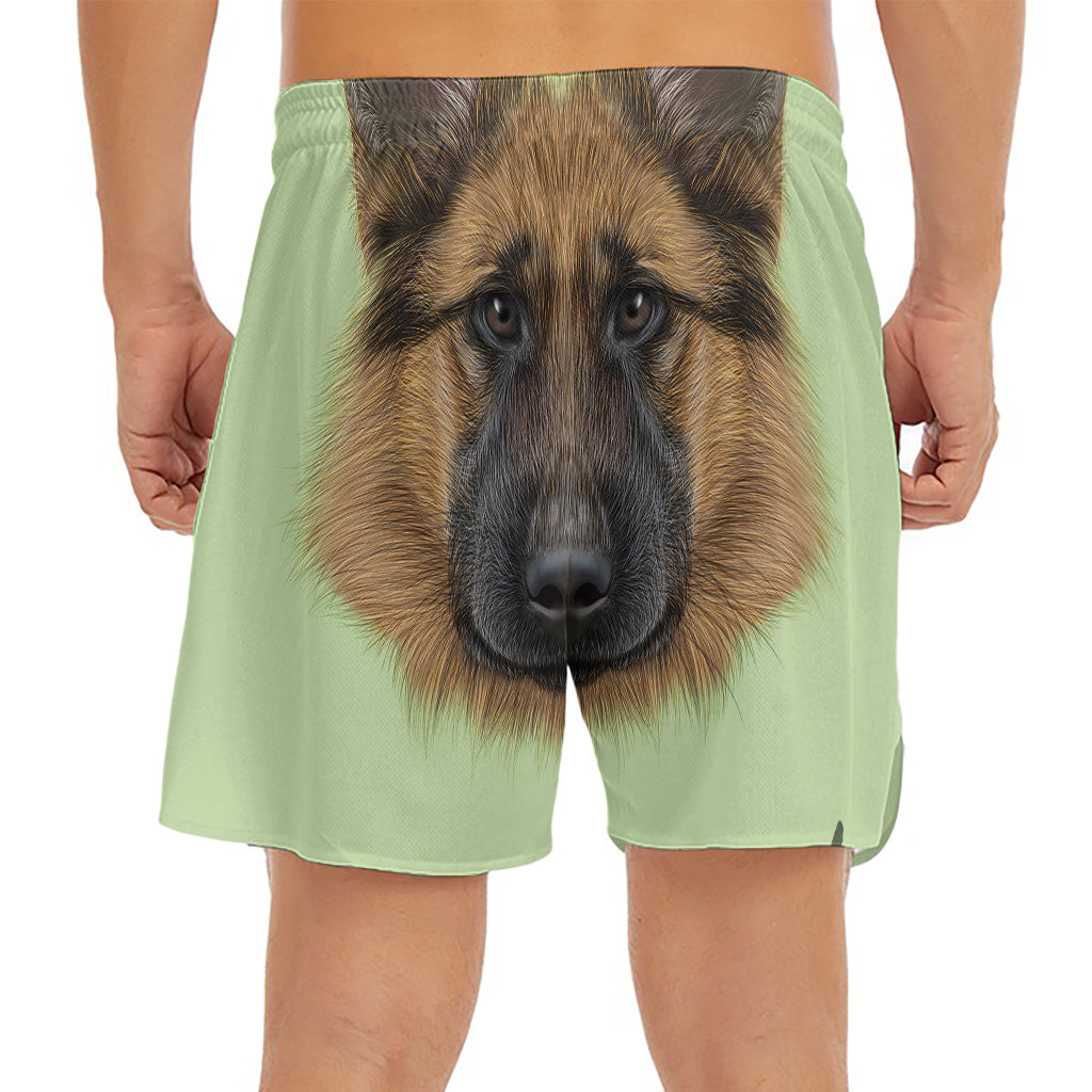 German Shepherd Dog Portrait Print Men's Split Running Shorts