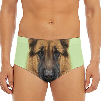 German Shepherd Dog Portrait Print Men's Triangle Swim Briefs