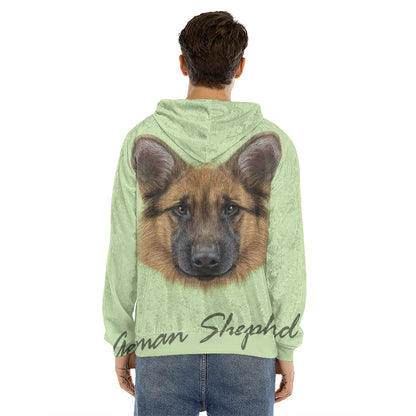 German Shepherd Dog Portrait Print Men's Velvet Pullover Hoodie