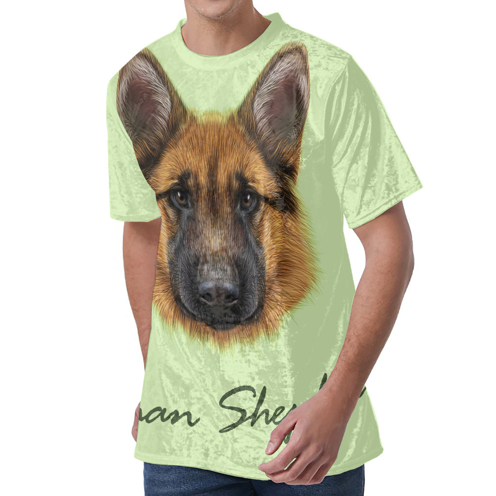 German Shepherd Dog Portrait Print Men's Velvet T-Shirt