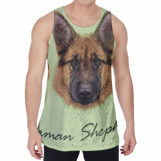 German Shepherd Dog Portrait Print Men's Velvet Tank Top