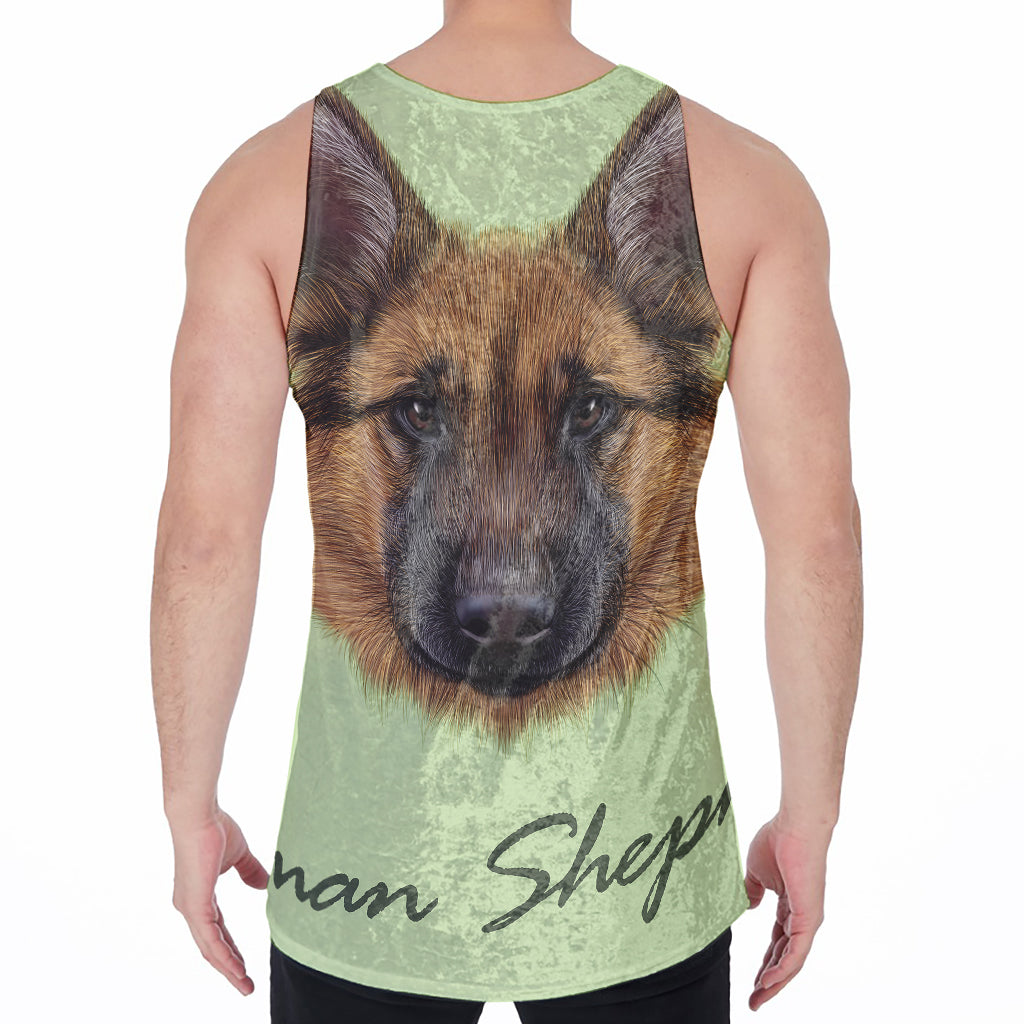 German Shepherd Dog Portrait Print Men's Velvet Tank Top