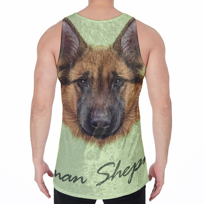 German Shepherd Dog Portrait Print Men's Velvet Tank Top