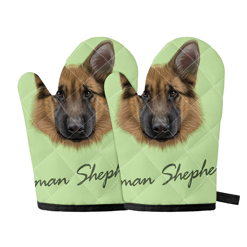 German Shepherd Dog Portrait Print Oven Mitts