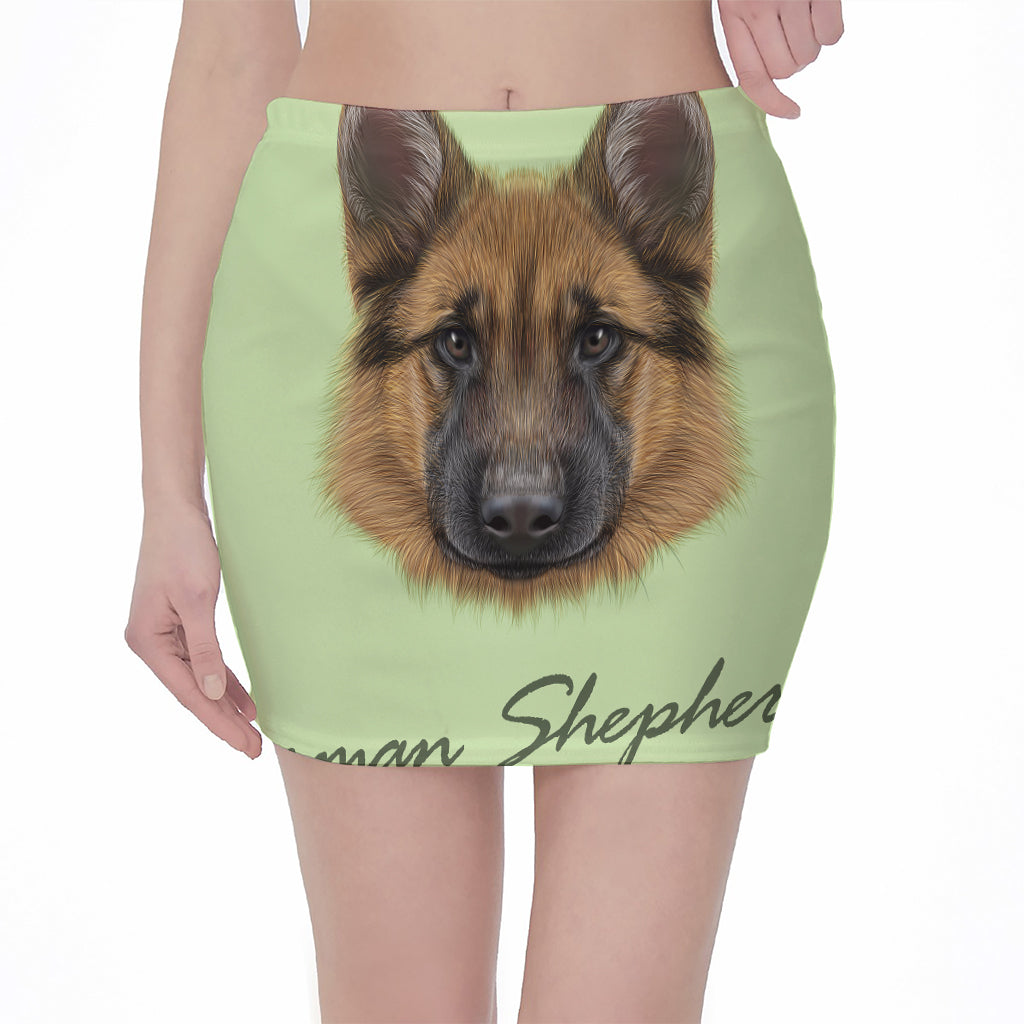 German Shepherd Dog Portrait Print Pencil Mini Skirt