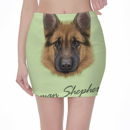 German Shepherd Dog Portrait Print Pencil Mini Skirt