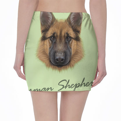 German Shepherd Dog Portrait Print Pencil Mini Skirt