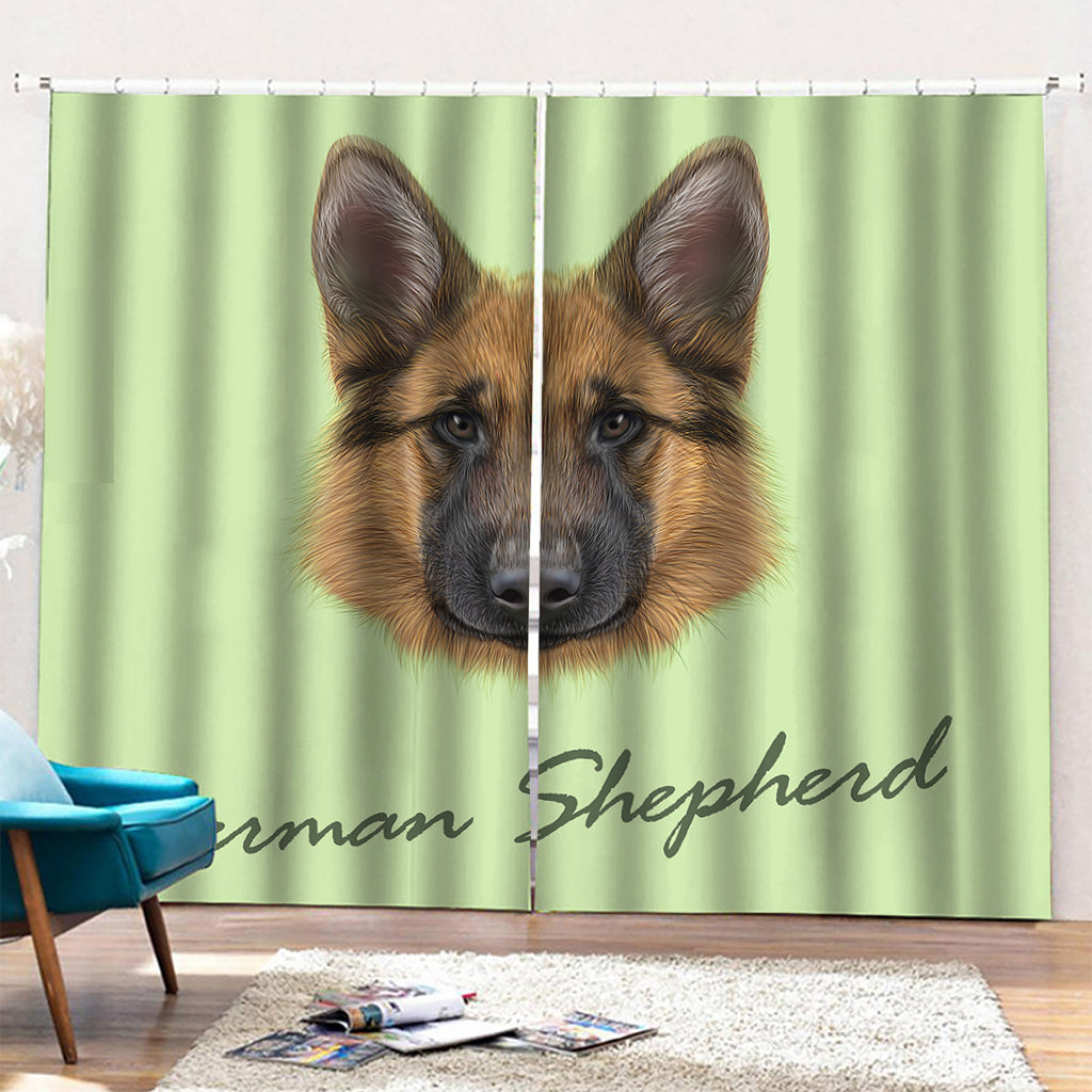 German Shepherd Dog Portrait Print Pencil Pleat Curtains