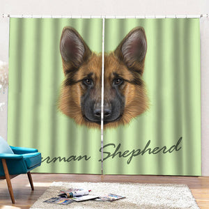 German Shepherd Dog Portrait Print Pencil Pleat Curtains