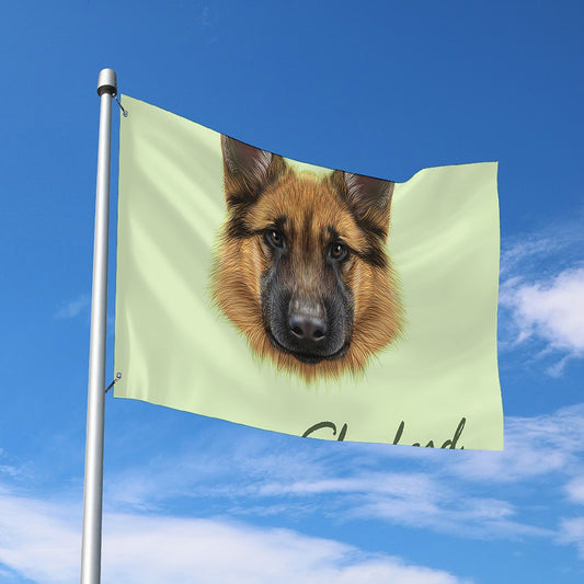 German Shepherd Dog Portrait Print Polyester Flag
