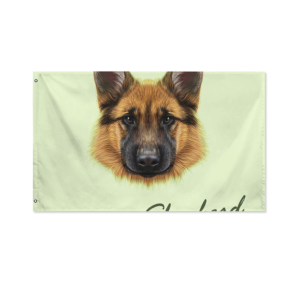 German Shepherd Dog Portrait Print Polyester Flag
