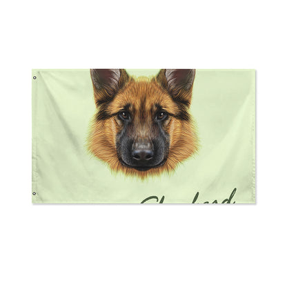 German Shepherd Dog Portrait Print Polyester Flag