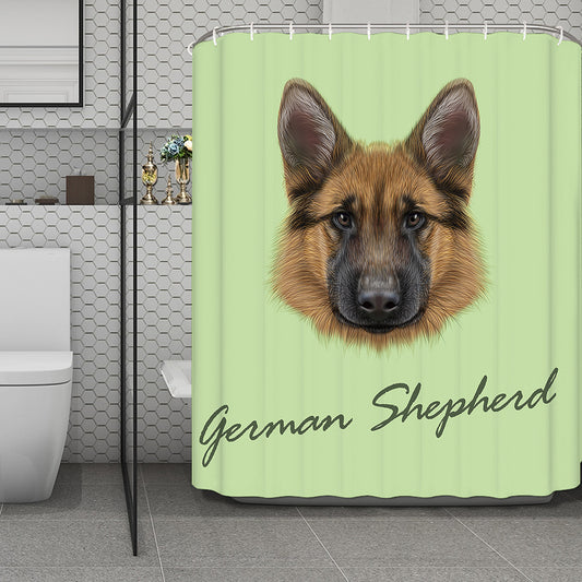 German Shepherd Dog Portrait Print Polyester Shower Curtain
