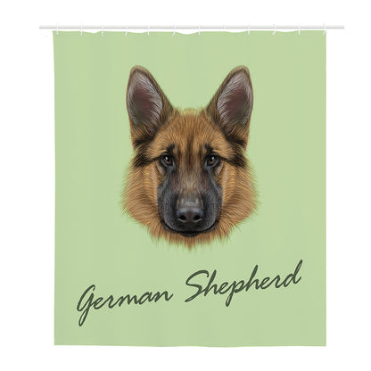 German Shepherd Dog Portrait Print Polyester Shower Curtain