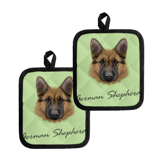 German Shepherd Dog Portrait Print Pot Holders