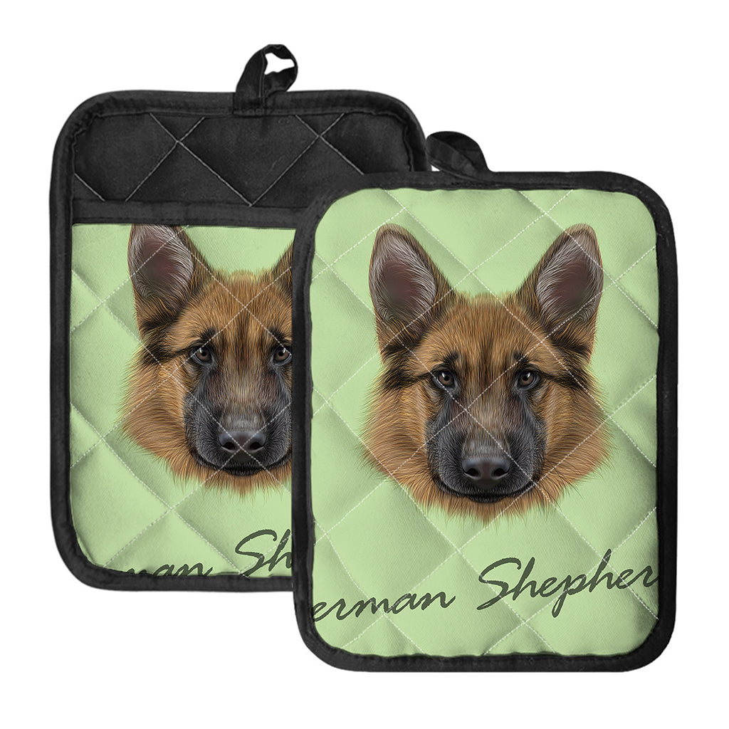 German Shepherd Dog Portrait Print Pot Holders With Pocket