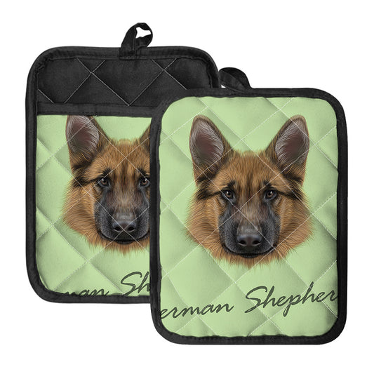 German Shepherd Dog Portrait Print Pot Holders With Pocket