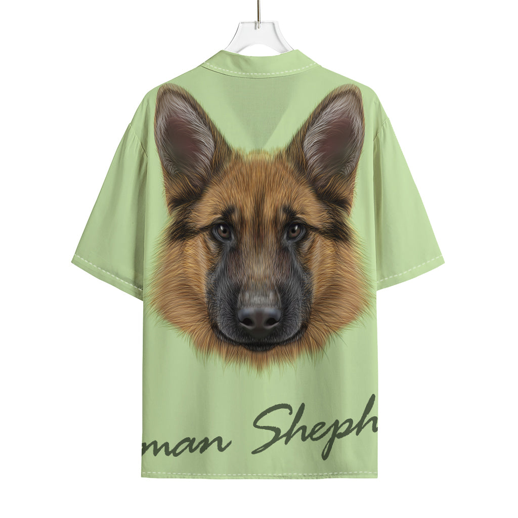 German Shepherd Dog Portrait Print Rayon Hawaiian Shirt