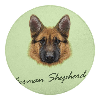 German Shepherd Dog Portrait Print Round Blanket