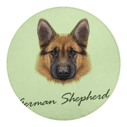 German Shepherd Dog Portrait Print Round Blanket