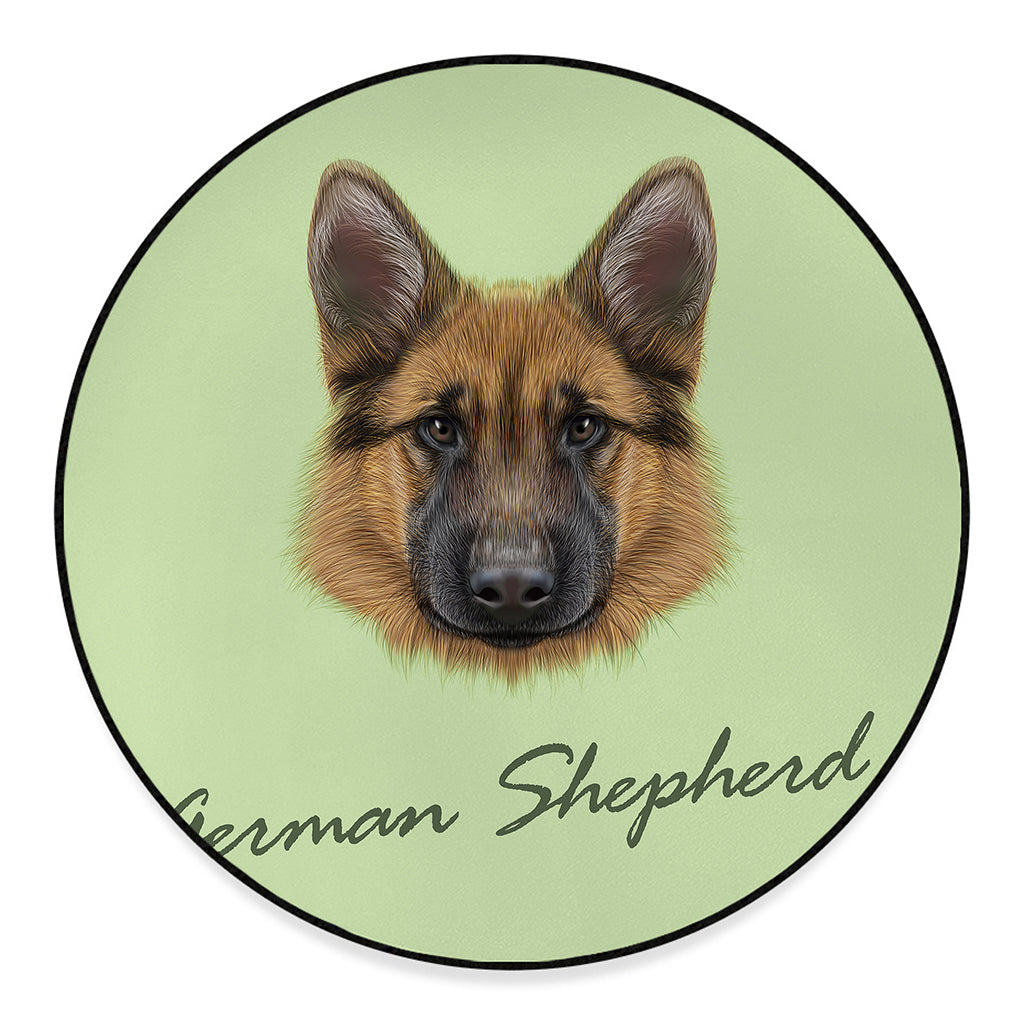 German Shepherd Dog Portrait Print Round Floor Mat
