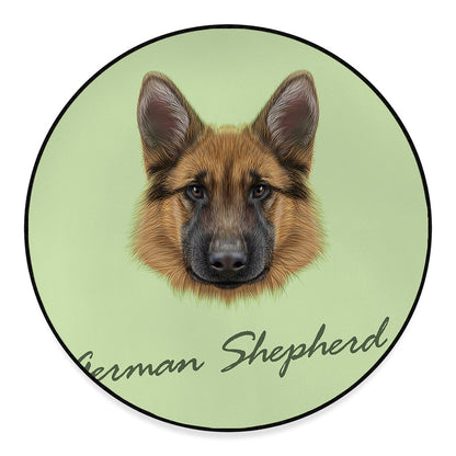 German Shepherd Dog Portrait Print Round Floor Mat