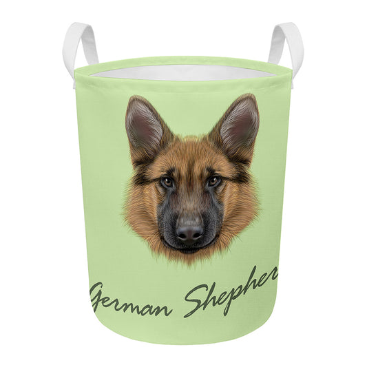 German Shepherd Dog Portrait Print Round Laundry Basket