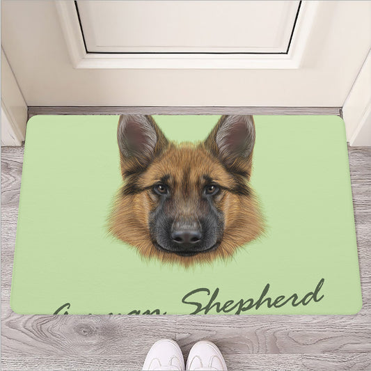 German Shepherd Dog Portrait Print Rubber Doormat