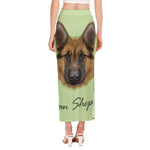 German Shepherd Dog Portrait Print Side Slit Maxi Skirt