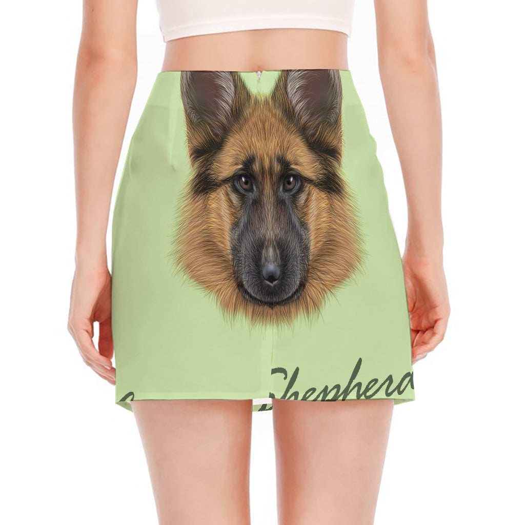 German Shepherd Dog Portrait Print Side Slit Mini Skirt