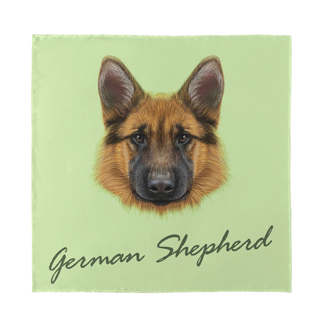German Shepherd Dog Portrait Print Silk Bandana