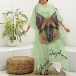 German Shepherd Dog Portrait Print Silk V-Neck Kaftan Dress