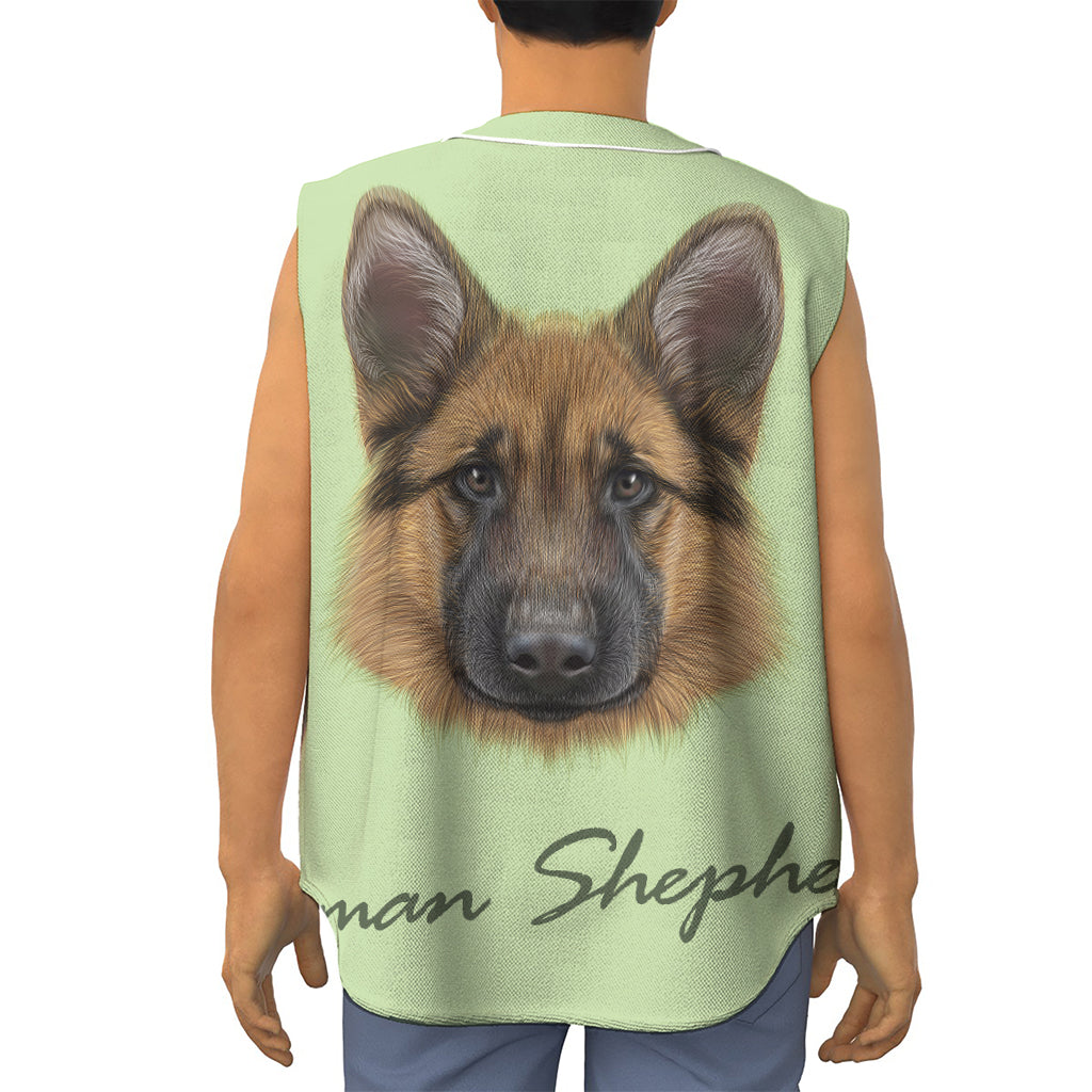 German Shepherd Dog Portrait Print Sleeveless Baseball Jersey